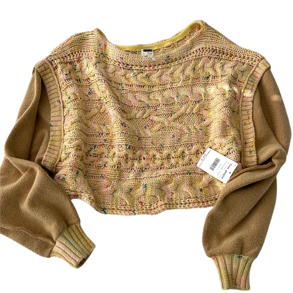 NWT Free People Honey Cable Pullover / Honeycomb - Picture 4 of 10